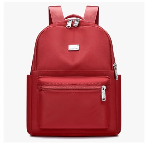Backpack with Casual Aesthetic Daypack Simple Laptop Bag Waterproof Travel Rucksack for Women(Red) - color: Red