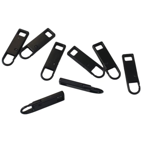 OZXNO 8pcs Detachable Metal Zipper Pull/Tab Black Zipper Handle Mend Fixer Replacement for Luggage Clothing Backpacks Boots