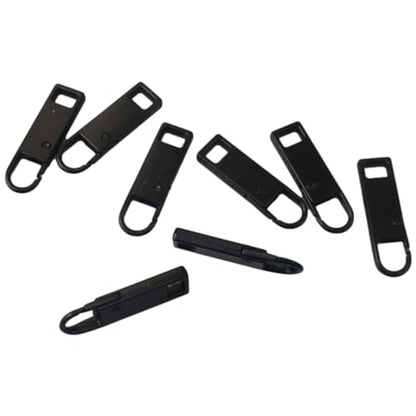 OZXNO 8pcs Detachable Metal Zipper Pull/Tab Black Zipper Handle Mend Fixer Replacement for Luggage Clothing Backpacks Boots