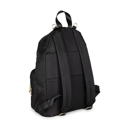 JuJuBe Diaper Bag Backpack with Changing Pad, 11-Pocket Large Capacity Organizer, 2 Interior Insulated Bottle Pockets, Wipe Pocket, Stroller Straps, Trolley Sleeve, Machine Washable (Black) - color: Black
