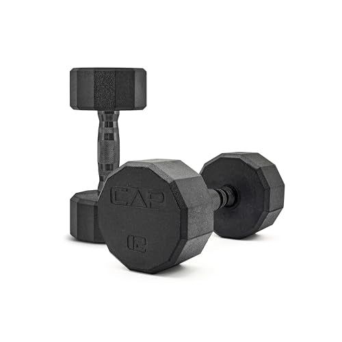 CAP Barbell Coated Dumbbell Weight | Multiple Options Pairs & Sets - size: 12 lb - Pair, style: 12-Sided - Black Handle