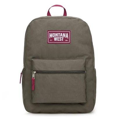 Montana West Backpack for Women Men 2 PCS Lightweight College Bookbags Casual Daypack Backpacks for Commute & Travel - color: Black & Army
