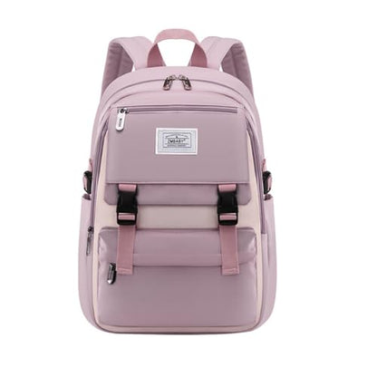 Kids Backpack Solid Color Girls Elementary Middle School Casual Daypack Lightweight Bookbag for Teens Travel Bag - color: Light Pink