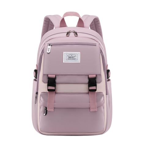 Kids Backpack Solid Color Girls Elementary Middle School Casual Daypack Lightweight Bookbag for Teens Travel Bag - color: Light Pink