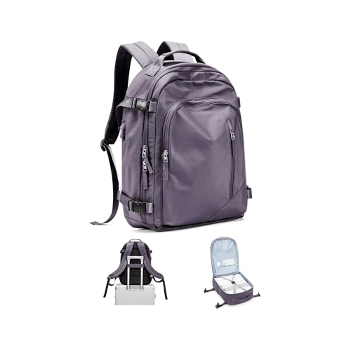 BJLFS Large Travel Backpack for Women Men,Carry On Backpack,Hiking Backpack Waterproof Outdoor Sports Rucksack Casual Work Gym Weekender Daypack Travel Essentials（simple, Purple）