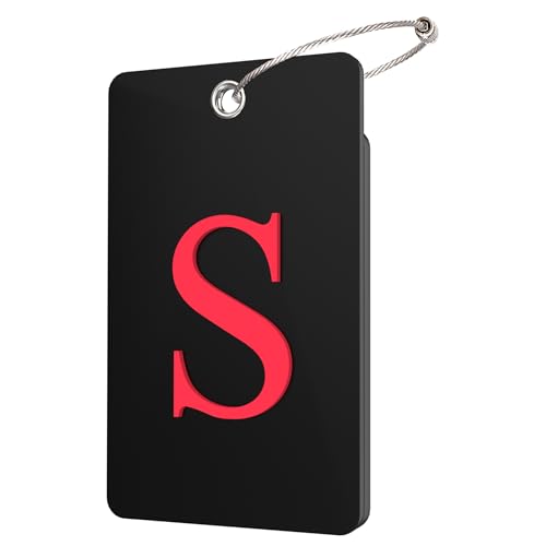 Gostwo 2 Pack Luggage Tags for Suitcases, 26 Initial Letter Travel Luggage Baggage Identification Labels ID Tag Fully Bendable Tags with Stainless Steel Loop (Black) (Letter S) - color: Black, size: Large S