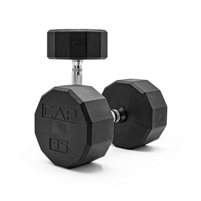 CAP Barbell Coated Dumbbell Weight | Multiple Options Pairs & Sets - size: 35 lb - Pair, style: 12-Sided - Chrome Handle