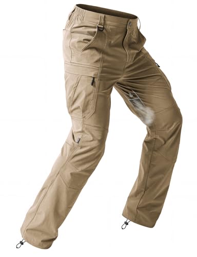 Moosehill Men's Hiking Pants: Quick Dry Water Resistant Lightweight for Outdoor Fishing Travel with 7 Secure Pockets - color: Khaki, size: 30W x 30L
