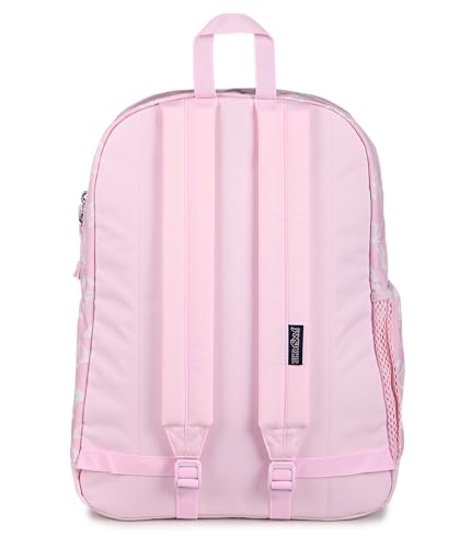 JanSport Cross Town Plus Backpack - Large Main Compartment, Side Water Bottle Pocket, 15-Inch Padded Laptop Sleeve - Flutter By - color: Flutter By Pink Ice/White/Pink Ice