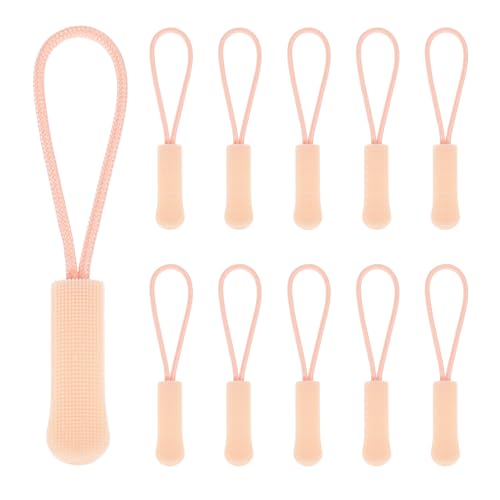 PATIKIL 2.6 Inch Zipper Pulls Replacement, 50 Pcs Nylon Cord Extension Zipper Pull Tab Tags for Handbag Backpacks Jackets Luggage Purses, Gray Pink - color: Gray Pink
