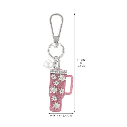 Madison Tyler Western Cowboy Boots Cherry Bow Bubble Tea Strawberry Cute Keychain | Bag Charms for Handbags Purse Charms - color: Mug