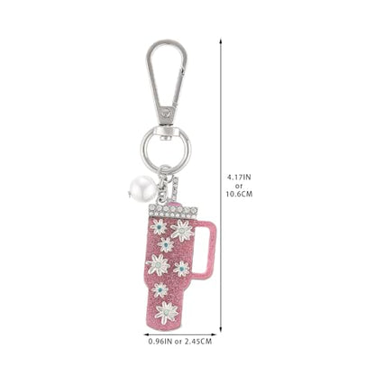 Madison Tyler Western Cowboy Boots Cherry Bow Bubble Tea Strawberry Cute Keychain | Bag Charms for Handbags Purse Charms - color: Mug