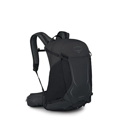 Osprey Hikelite 28L Durable Hiking Backpack - Travel Daypack with Rain Cover for Men and Women, Raven Black - color: Raven Black, style: 28l