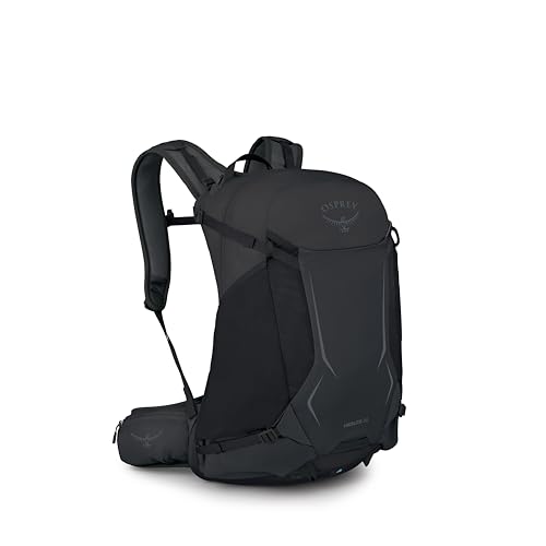 Osprey Hikelite 28L Durable Hiking Backpack - Travel Daypack with Rain Cover for Men and Women, Raven Black - color: Raven Black, style: 28l