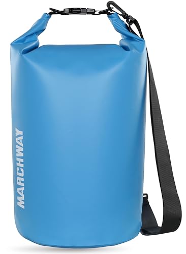 MARCHWAY Floating Waterproof Dry Bag Backpack 5L/10L/20L/30L/40L, Roll Top Sack Keeps Gear Dry for Kayaking, Rafting, Boating, Swimming, Camping, Hiking, Beach, Fishing - color: Light Blue, size: 5L