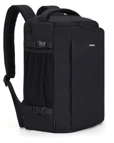 ECOHUB Travel Backpack for Men, Flight Approved Carry On Bag, Personal Item for Airplane Travel, Fits 17.3" Laptop, 30L Business Weekender, Black - color: Black