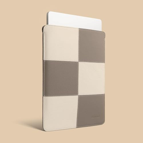 Comfyable Laptop Sleeve 13 Inch Precisely Compatible with MacBook Air M5 M4 2026 & MacBook Pro M2 M1 2022, Genuine Leather Protective Case Cover, Cream & Gray - color: Cream & Gray, size: 13 inch