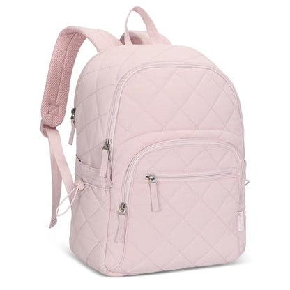 Hynes Eagle Travel Laptop Backpack Quilted College Backpack for Women Puffer Casual Daypack Personal Item Bag for 16 Inch Light Pink - color: Light Pink