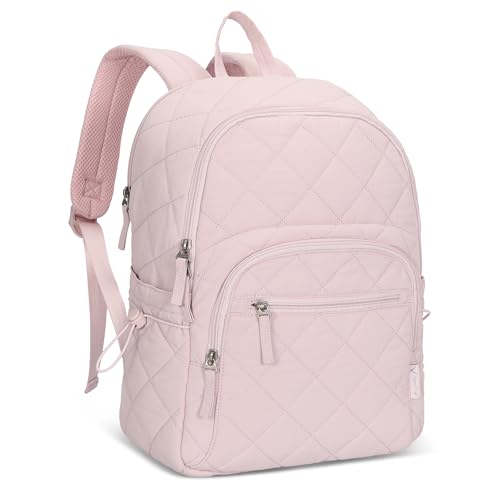 Hynes Eagle Travel Laptop Backpack Quilted College Backpack for Women Puffer Casual Daypack Personal Item Bag for 16 Inch Light Pink - color: Light Pink
