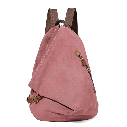 KL928 Canvas Vintage Backpack – Large Casual Daypack Outdoor Travel Rucksack Hiking Backpacks for Men Women - color: 6882-canvas-rust Red