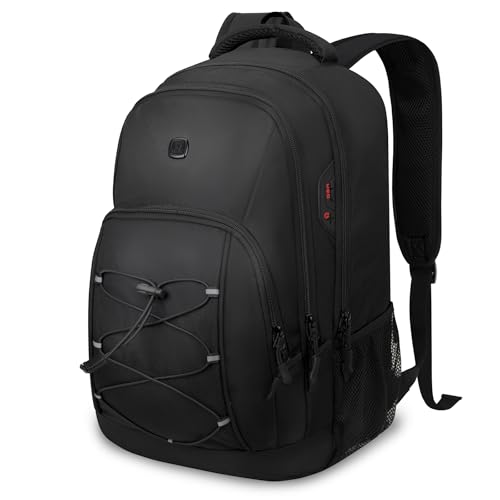 Goloni Laptop Backpack for Men Women, 17 Inch Travel Backpack with USB Charging Port, Water Resistant Lightweight Backpack with Compartments, 30L Casual Daypack,Black - color: Black