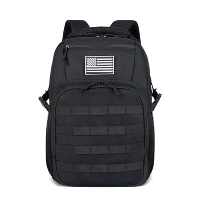 TBNBO Small Military Tactical Backpack for Men, Travel Hiking Black Backpack with Bottle Holder on Both Sides, 25L Laptop Backpack for Work, Men's Assault Bag Back Pack - color: 25lblack