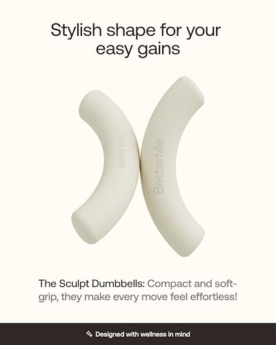 BetterMe Sculpt Dumbbells – 2.2 lb Pair Neoprene Hand Weights – Non-Slip Soft Grip Free Weights for Women – Compact Pilates, Barre & Home Workout Dumbbells - color: Ivory