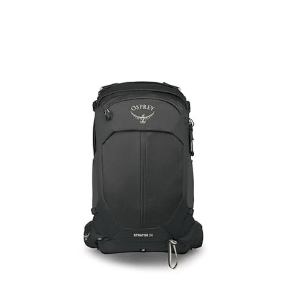 Osprey Stratos 24L Men's Hiking Backpack - Adjustable Daypack with Waterproof Raincover & Bottle Pockets, Raven Black - color: Raven Black, style: 24l