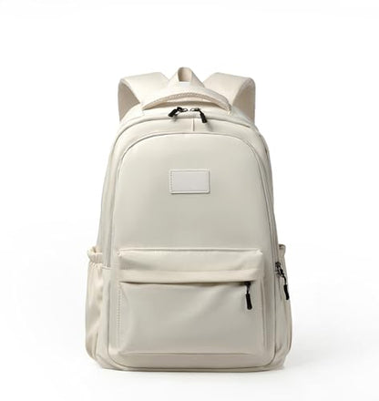 Water-Resistant Casual Backpack - Lightweight Travel Daypack with Laptop Compartment & Multi-Pocket Design (White) - color: White
