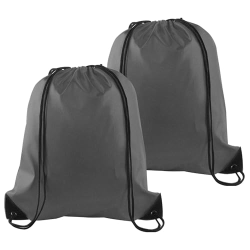 PLULON 2Pcs Drawstring Bags Bulk, Gray Drawstring Backpack String Backpack Cinch Sack Sport Gym Backpack Bags for Yoga Traveling Outdoor Sports - color: Gray