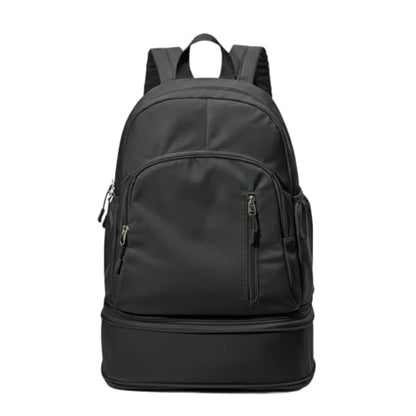 Unisex Lightweight Expandable Gym Backpack with Shoe Compartment, Waterproof Travel Bag for 14" Laptop Black - color: 01black