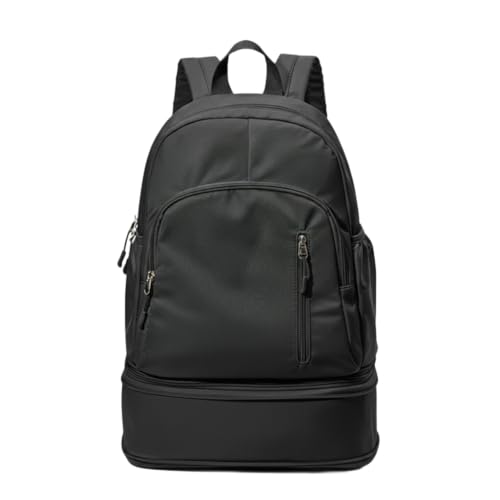 Unisex Lightweight Expandable Gym Backpack with Shoe Compartment, Waterproof Travel Bag for 14" Laptop Black - color: 01black