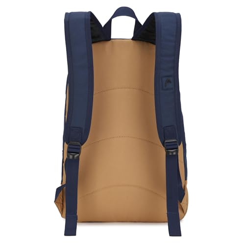 HEAD Waterproof College Backpack for Women & Men, Lightweight Casual Daypack with 15.6 Inch Laptop Compartment, Compact Basic Bag with Inside Water Bottle Pocket for Sport, Fitness, Daily Use - color: Navy