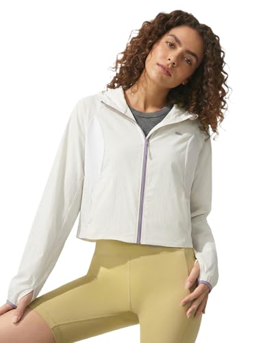BENEUNDER Women's UPF 50+ Lightweight Sun Protection Jacket Athletic Short Hoodie - color: White, size: Large