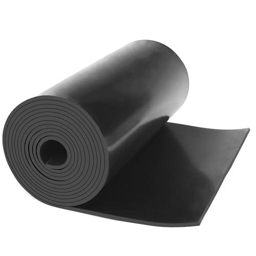 HooTown Solid Rubber Sheets Strips, 12” Wide x 1/16" Thick x 120” Long Neoprene Rubber Rolls Perfect for DIY Gasket Material, Sealing, Liner, Shield, Padding, Mat for Weather Stripping, No Adhesive - size: 12” Wide x 120” Long, style: 1/16" Thick