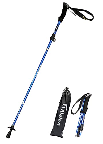A ALAFEN Aluminum Collapsible Ultralight Travel Trekking Hiking Pole for Men and Women (Fits 5'3" - 6'2") - color: P1_Blue
