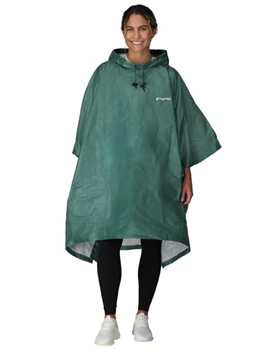 FROGG TOGGS Ultra-lite2 Waterproof, Breathable Rain Poncho, Adult and Youth Sizes - color: Dark Green, style: Adult