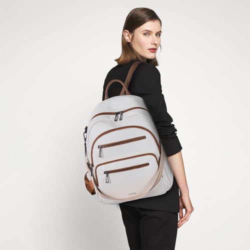 LATMAP Backpack Purse for Women Laptop Backpack, Leather Travel Back Pack Shoulder Bag Teacher College Daypack Work Handbag fits 14" Laptop, Beige - color: Style1-beige