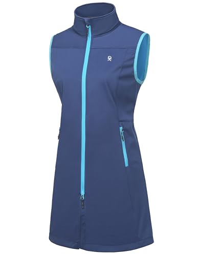 Little Donkey Andy Women's Lightweight Softshell Vest, Windproof Sleeveless Jacket for Running Hiking Travel - color: Blue-long, size: X-Small
