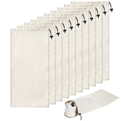 10 Pack Single Shoe Bags for Travel, 18"x9" Flannel Single Shoe Bags | Flannel Shoes Pouch with Drawstring Closure, Packing Shoes Travel Bag for Toys, Purses, Men & Women