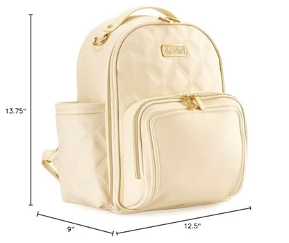 Itzy Ritzy Mini Diaper Bag Backpack – Chic, Compact Mini Plus Backpack with Changing Pad, 10 Pockets (6 Internal, 4 External), Grab-Top Handle & Rubber Feet (Milk & Honey) - color: Milk & Honey