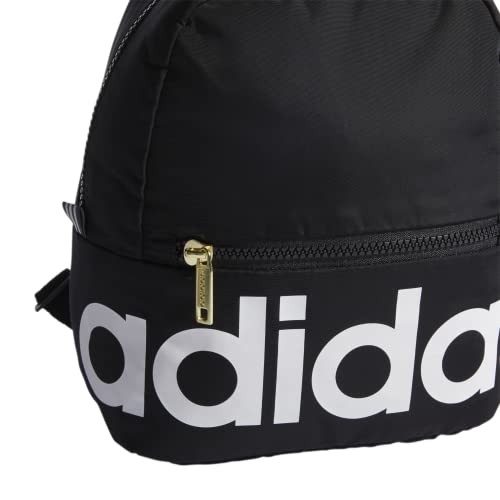 adidas Linear Mini Backpack for Women – Casual Small Purse Bag - color: Black/White/Gold