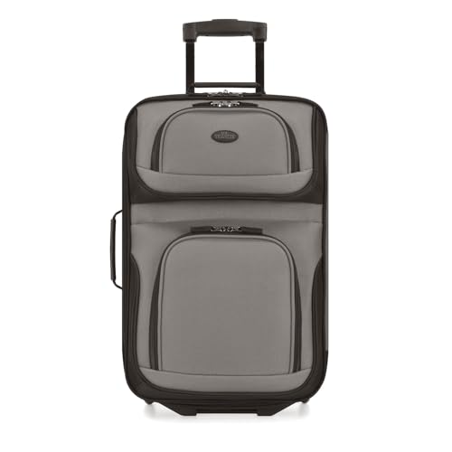 U.S. Traveler Rio Lightweight Softside Rolling Carry-on Suitcase, 2-Wheel Single, Grey - color: Grey, size: 21"