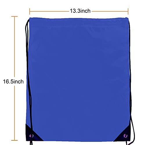 Bulk Drawstring Bags, Polyester Draw String Bags, Gym Sports Cinch Bag Drawstring Backpack for Women Men - color: Royal Blue