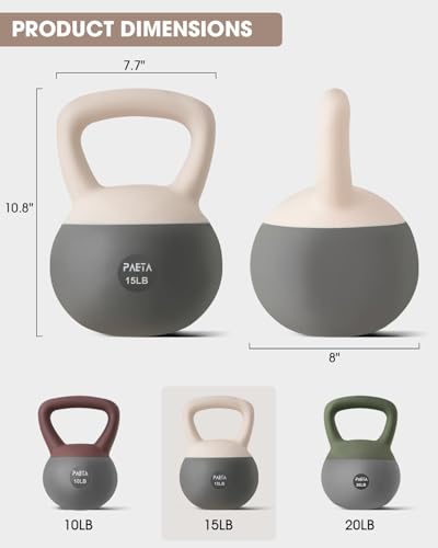 PAETA Soft Kettlebell for Home Fitness – Anti-Slip Grip & Wide Handle Design,Soft Kettlebell Set, Gentle Floor-Friendly Impact – 10lbs, 15lbs, 21lbs, for Home Functional Training - color: 15lbs White