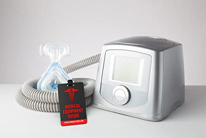 Shacke Medical Equipment Luggage Tag for Respiratory Devices (Black/Vertical)