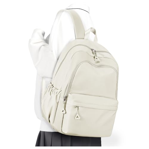 winspansy Backpack for School Teenage Girls Boys,Waterproof Lightweight School Bags Travel Daypack Simple Cute College Backpack Rucksack for Women Men fit 14 Inch Laptop,Beige - color: A1-beige