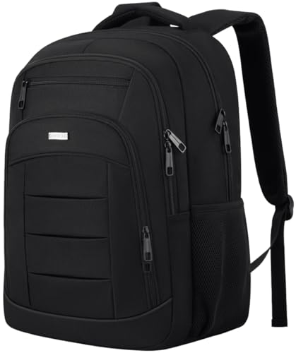 BIKROD Travel Laptop Backpack for Men and Women, Black School Backpacks for Teen Boys and Girls, Water Resistant Back Pack, Business Sturdy 17.3 Inch Computer Bag - size: 17.3 Inch