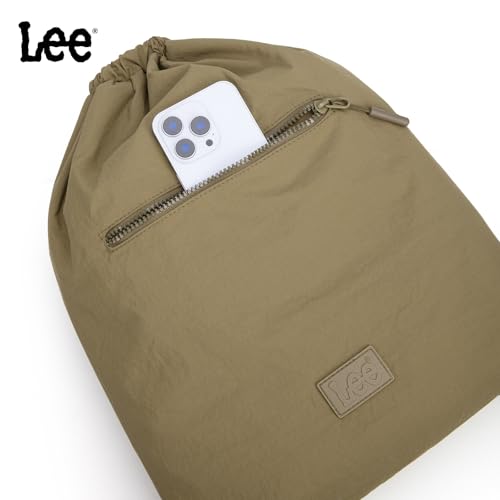 Lee Drawstring Backpack Bag Lightweight Small Gym Swim Beach Bag Water Resistant Sports Sackpack for Men Women, -LEE48-002DKH - color: Dark Khaki