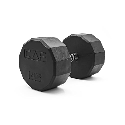CAP Barbell Coated Hex Dumbbell Weight - Single | 10-120 lbs | Multiple Options - size: 45 lb, style: 12-Sided - Chrome Handle
